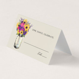 Tarjeta Rustic Mason Jar Sunflowers Boda Place Cards