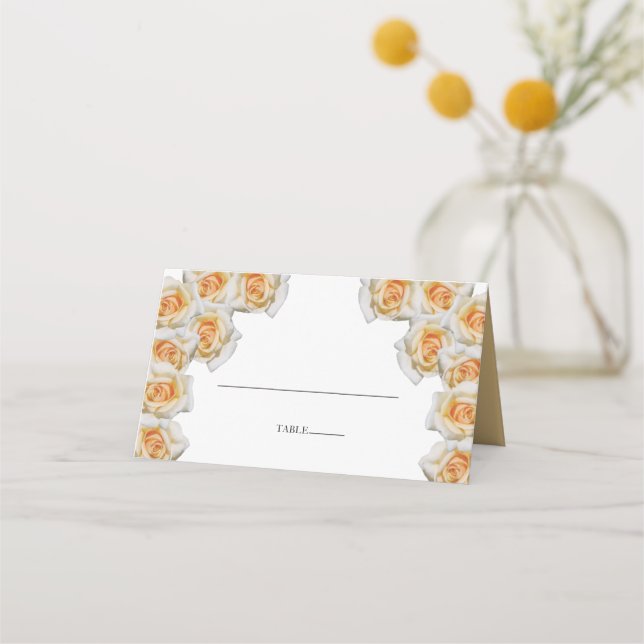 Tarjeta Rustic Naranja Rosas Boda Place (Anverso)