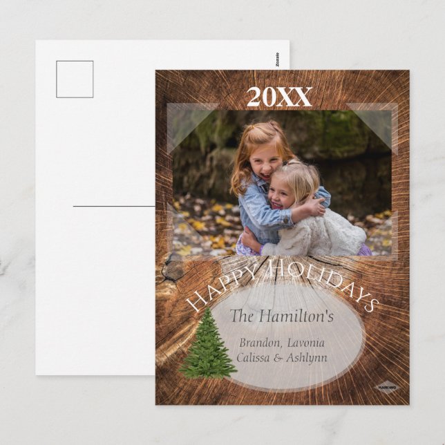 Tarjeta Rustic Naturalist Holiday Post HAMbyWG (Anverso / Reverso)