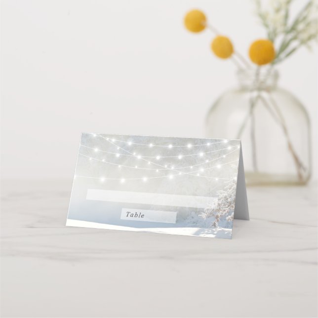 Tarjeta Rustic Navidades Winter Wedding Escort Pla (Anverso)