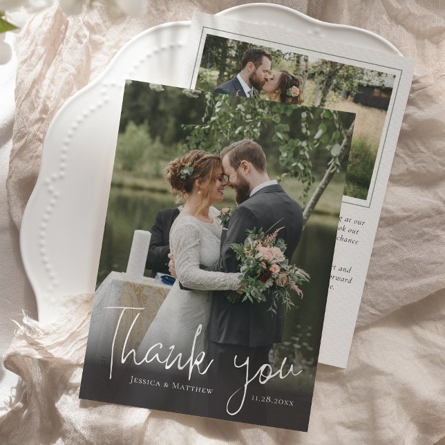 Tarjeta Rustic Photo Boda (Rustic Photo Wedding Thank You Card)