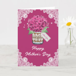 Tarjeta Rustic Pink Floral Lace