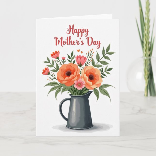 Tarjeta Rustic Pitcher Mothers Day Card (Anverso)