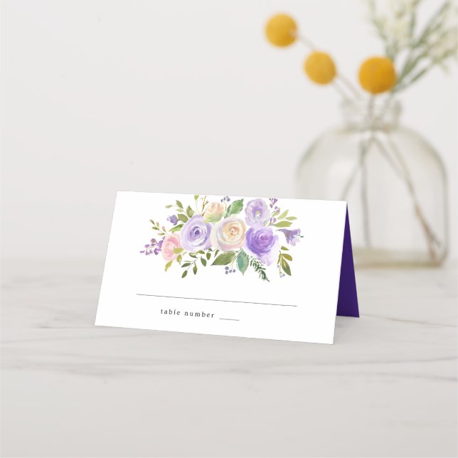 Tarjeta Rustic Purple Floral Boda Place (Anverso)