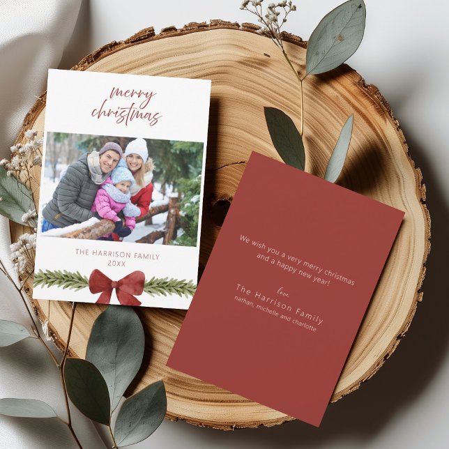 Tarjeta Rustic Red Bow para Navidades fotográficos (Subido por el creador)