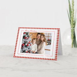Tarjeta Rustic Red Gingham Photo Christmas Greeting Card