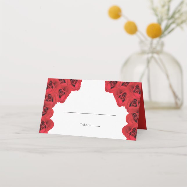 Tarjeta Rustic Red Roses Boda Place (Anverso)