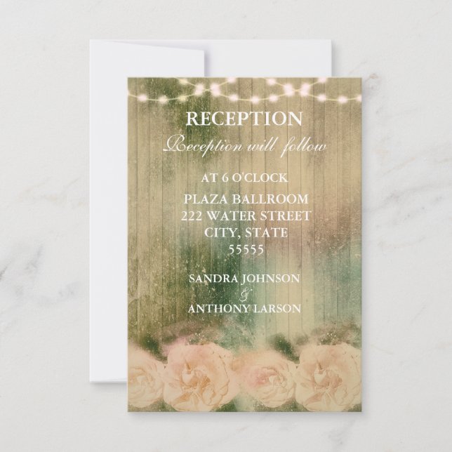 Tarjeta Rustic Rosa Wedding (Anverso)