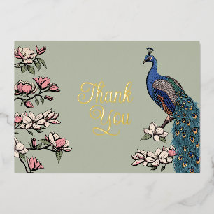 Tarjeta Rustic Sage Green y Gold Peacock