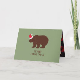 Tarjeta Rustic Santa Bear Forest para Navidades de