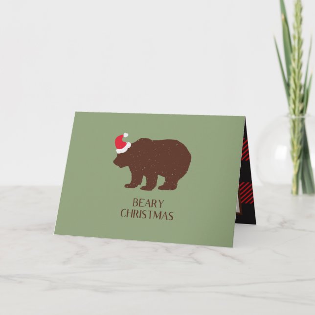 Tarjeta Rustic Santa Bear Forest para Navidades de (Anverso)