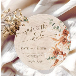 Tarjeta Rustic Save the Date Wood Cut