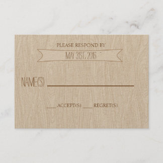 Tarjeta Rustic Simple de Respuesta Boda de Woodgra