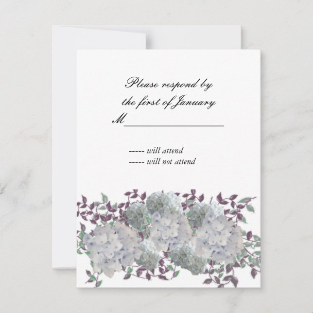 Tarjeta Rustic Soft Blue Hydrangea Reply (Anverso)
