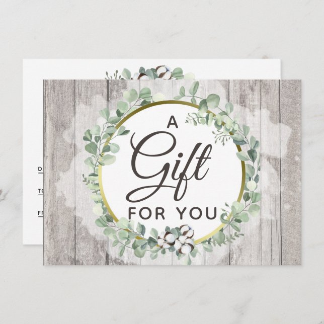 Tarjeta Rustic Southern Watercolor Cotton Certific (Anverso / Reverso)