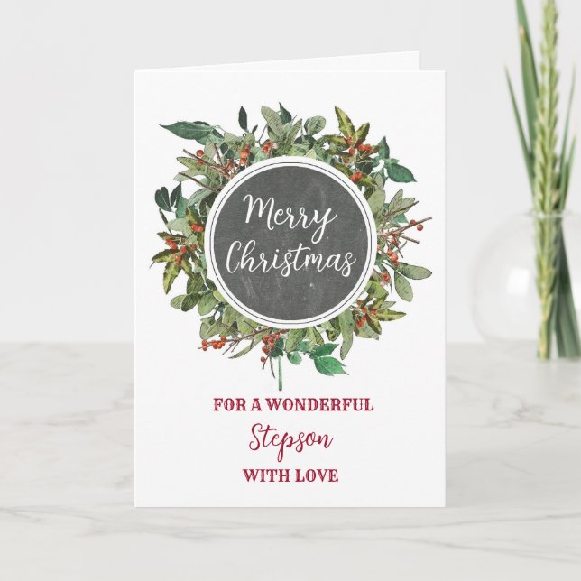 Tarjeta Rustic Stepson Merry Christmas (Anverso)