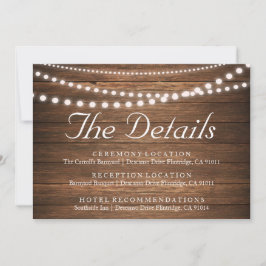 Tarjeta Rustic String of Lights Boda Details
