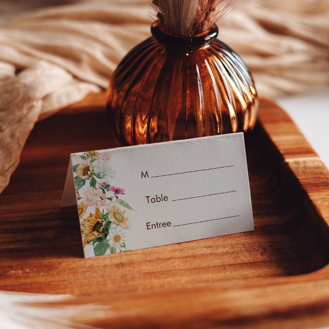 Tarjeta Rustic Sunflower Beige Boda Place (Subido por el creador)