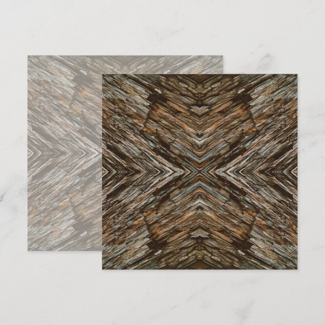 Tarjeta Rustic Tree Bark Photo Southwest Diamond Pattern (Anverso / Reverso)
