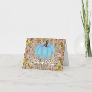 Tarjeta Rustic Watercolor Fall Pumpkin Blue