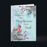 Tarjeta Rustic Watercolor Friend Feliz Navidad<br><div class="desc">Feliz Navidad para tarjeta de amistad con follaje acuarela de invierno,  verso cardinal y reflexivo.</div>
