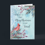 Tarjeta Rustic Watercolor Friend Feliz Navidad<br><div class="desc">Feliz Navidad para tarjeta de amistad con follaje acuarela de invierno,  verso cardinal y reflexivo.</div>