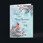 Tarjeta Rustic Watercolor Wife Feliz Navidad<br><div class="desc">Feliz Navidad para tarjeta de esposa con follaje acuarela de invierno,  verso cardinal y reflexivo.</div>