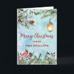 Tarjeta Rustic Watercolor Wife Feliz Navidad<br><div class="desc">Feliz Navidad para la tarjeta de esposa en un patrón rústico de acuarela y flores y follaje de acuarela.</div>