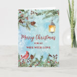 Tarjeta Rustic Watercolor Wife Feliz Navidad<br><div class="desc">Feliz Navidad para la tarjeta de esposa en un patrón rústico de acuarela y flores y follaje de acuarela.</div>