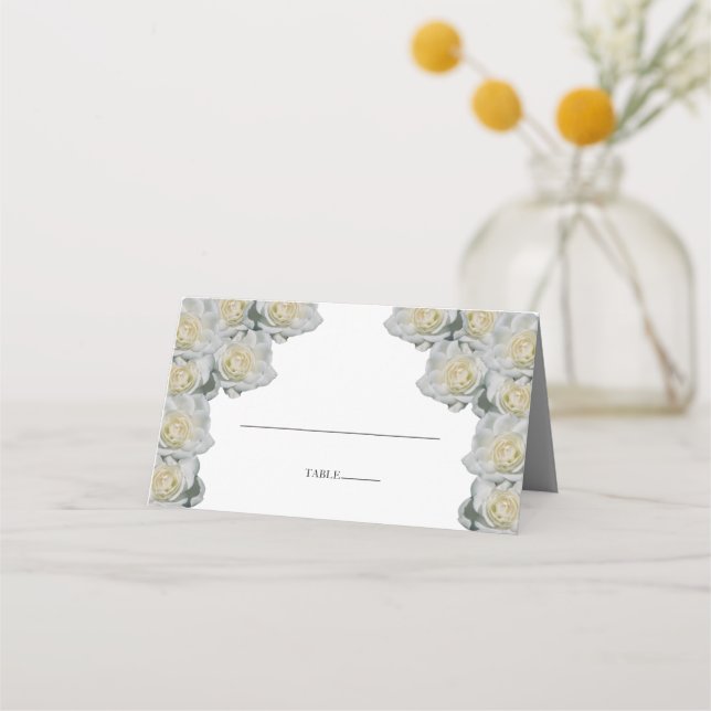 Tarjeta Rustic White Roses Boda Place (Anverso)