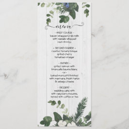 Tarjeta Rustic White Wood Floral & Pine Menu