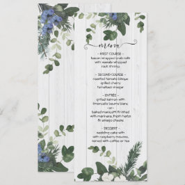 Tarjeta Rustic White Wood Floral & Pine Menu