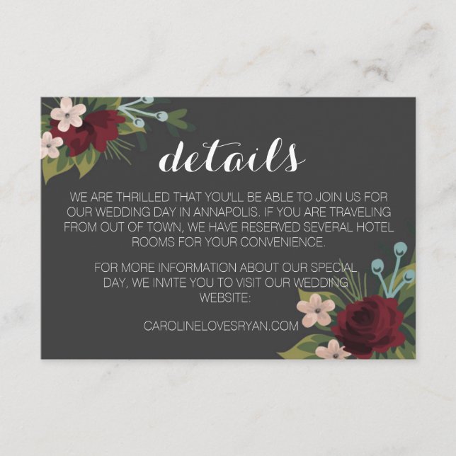 Tarjeta Rustic Winter Wedding Details (Anverso)