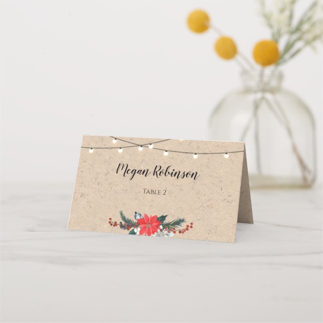 Tarjeta Rustic Winter Wedding Place para navidades (Anverso)