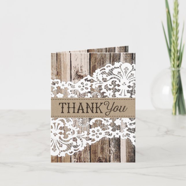 Tarjeta Rustic Wood and Lace (Anverso)