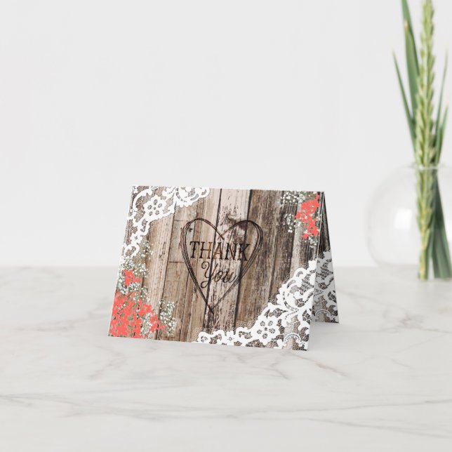 Tarjeta Rustic Wood Baby's Breath Lace (Anverso)