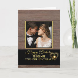 Tarjeta Rustic Wood Grain Happy Birthday to My Wife