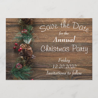 Tarjeta Rustic Wood Holiday Party
