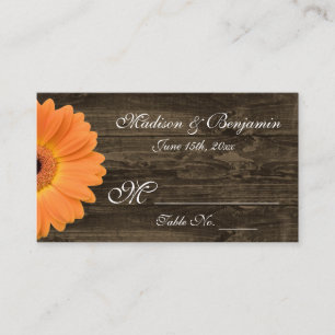 Tarjeta Rustic Wood Naranja Gerber Daisy Boda Plac
