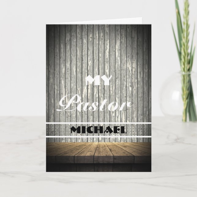 Tarjeta Rustic Wood Pastor Appreciation Card (Anverso)