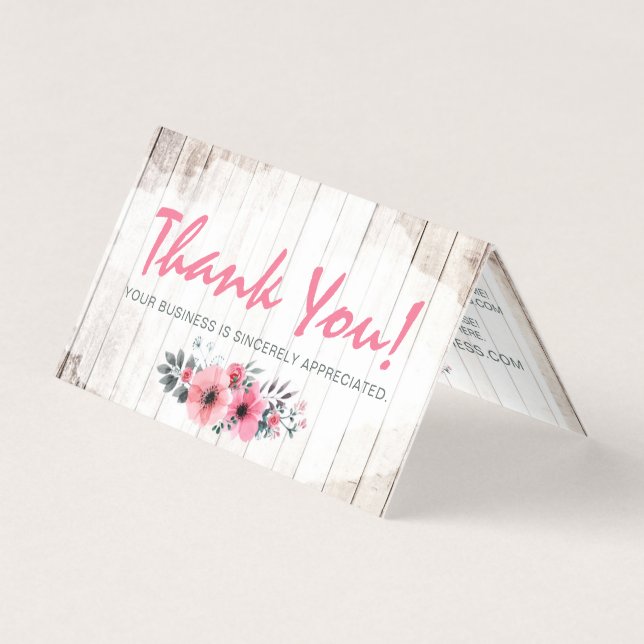 Tarjeta Rustic Wood Shabby Chic Rosas Anemone Gracias (Anverso)