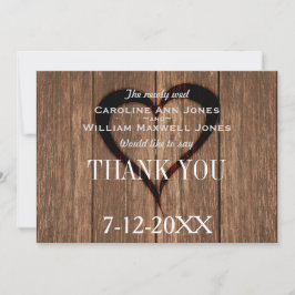 Tarjeta Rustic Wood y Engraved Heart Gracias