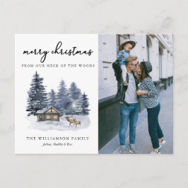 Tarjeta Rustic Woodlands Watercolor Photo Navidade