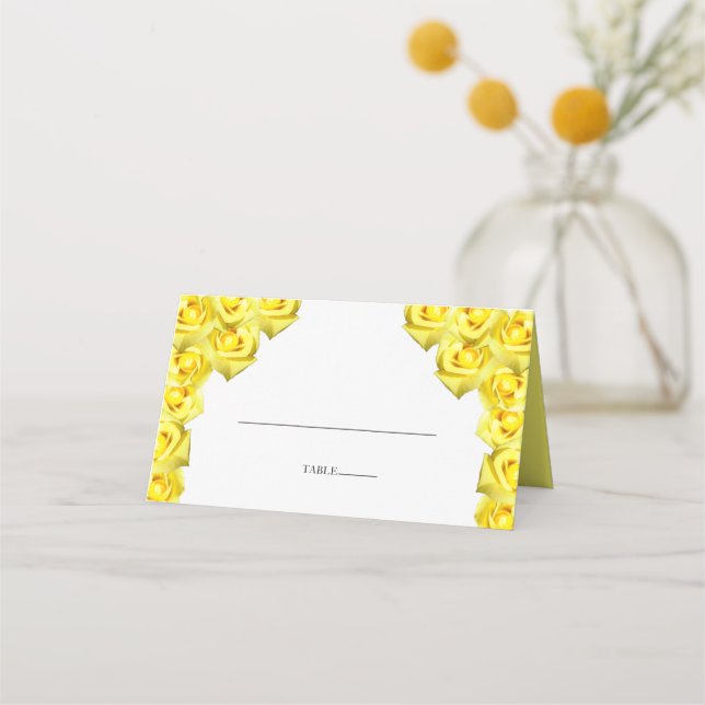 Tarjeta Rustic Yellow Roses Boda Place (Anverso)