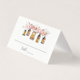 Tarjeta Rústica acuarela floral Linterna Boda lugar