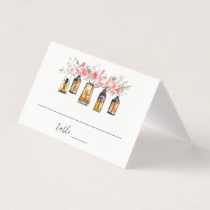 Tarjeta Rústica acuarela floral Linterna Boda lugar