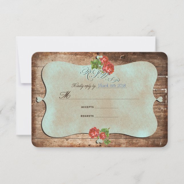 Tarjeta Rústica Boda ~ RSVP (Anverso)