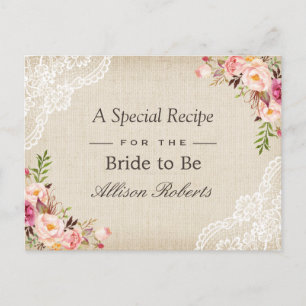 Tarjeta Rústica Burlap Lace Floral Bride Para Ser 