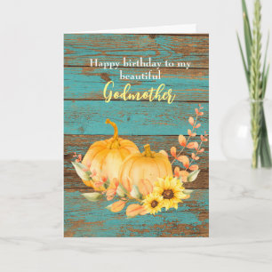 Tarjeta Rústica Calabaza de Girasol Caída Nacimiento Madri