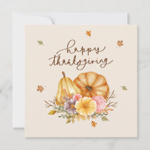 Tarjeta Rústica Calabaza Floral Feliz Día de Acción de Gra